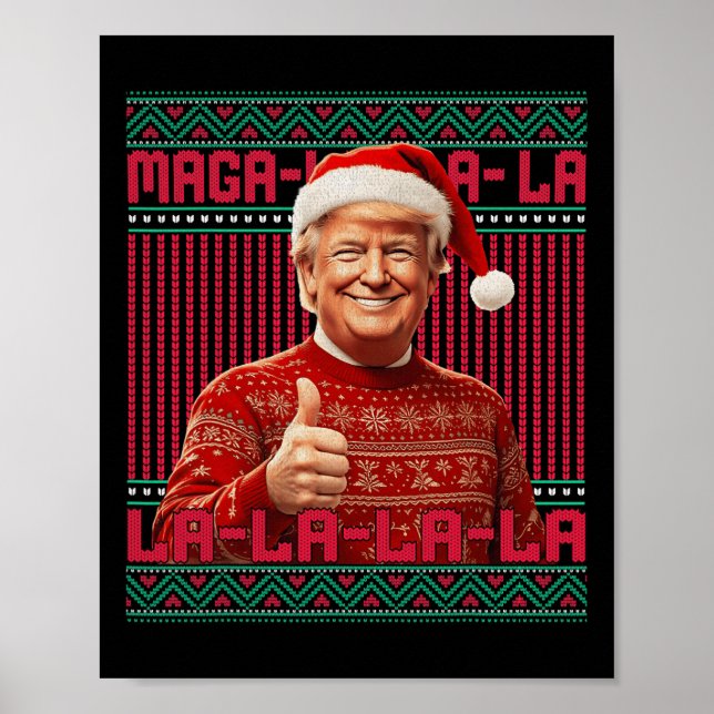 Poster La La Donald Trump Potus 47 Ugly Christmas Swea (Frente)