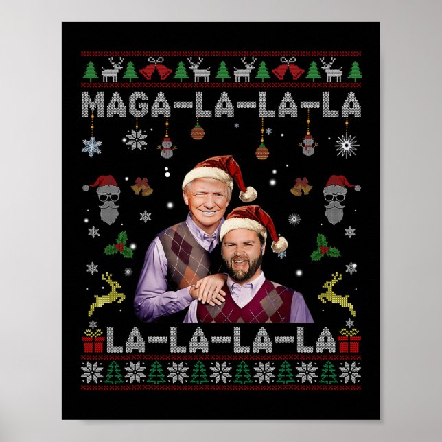 Poster La La Donald Trump Potus 47 Ugly Christmas Swea (Frente)