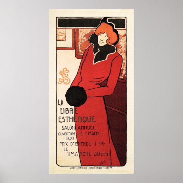 Poster LA LIBRE ESTHETIQUE Belga Exposição 1900 (Frente)