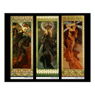 Póster La lune et les étoiles por Alphonse Mucha
