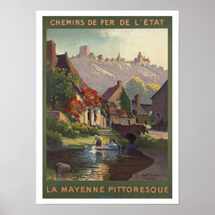 Poster La Mayenne Pittoresque France das viagens vintage