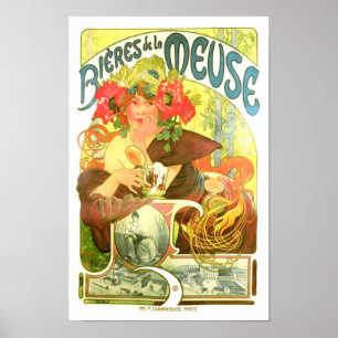 Póster La Meuse de Bières de, Alphonse Mucha