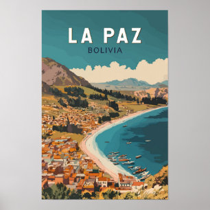 Poster La Paz Bolivia Illustração Viagem Art Vintage