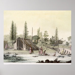 Poster La Perouse no porto Francesci (gravura da cor)