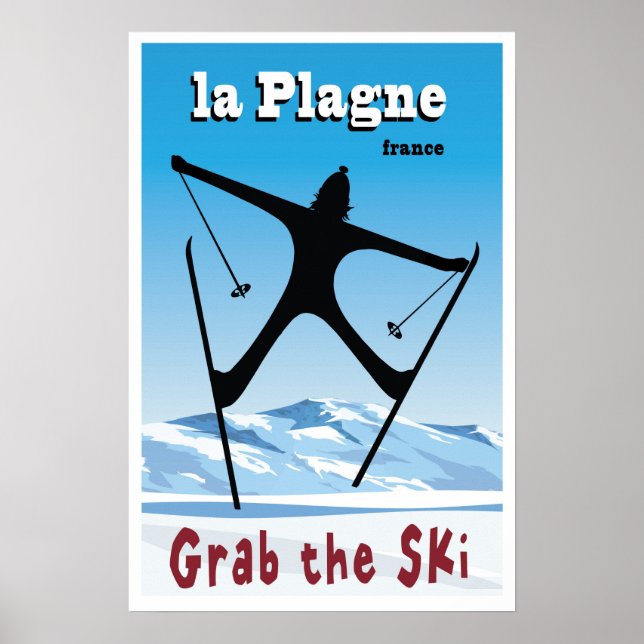 Poster La Plagne, França, Ski (Frente)