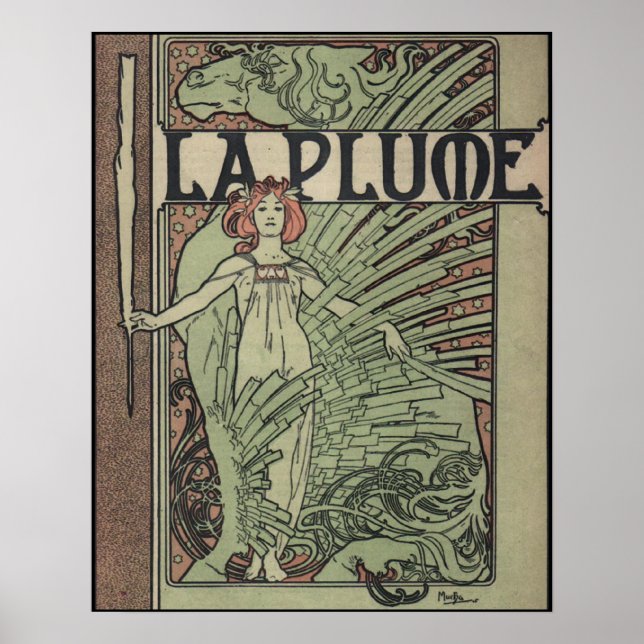 Poster La Plume 1898 Por Alfons Mucha (Frente)