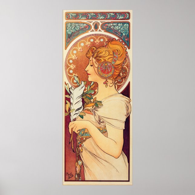 Poster La Plume por Alphonse Mucha (Frente)