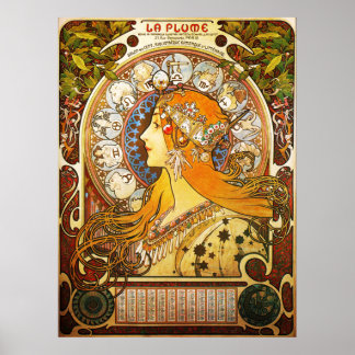 Poster La Plume Zodiaque, Mucha