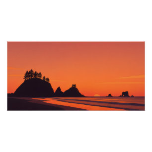 Póster La Push Washington Pôr do Sol Minimalista Costeiro