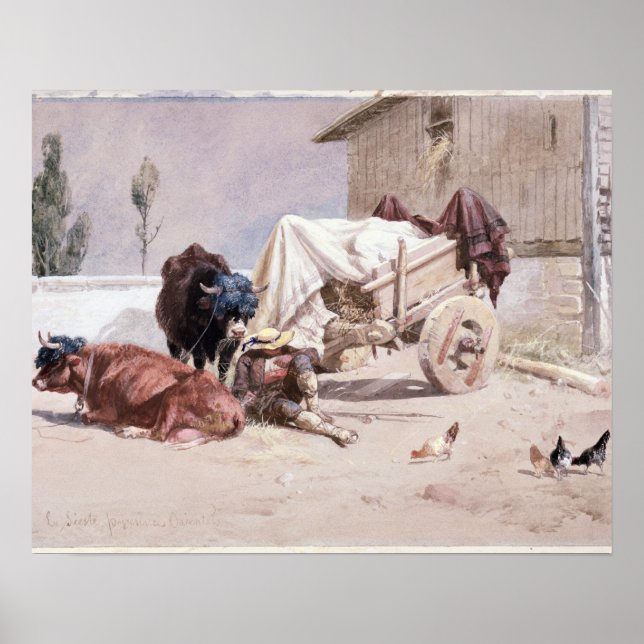 Póster La Siesta: Cena nos Pirenéus Orientais, 1872 (c/ (Frente)