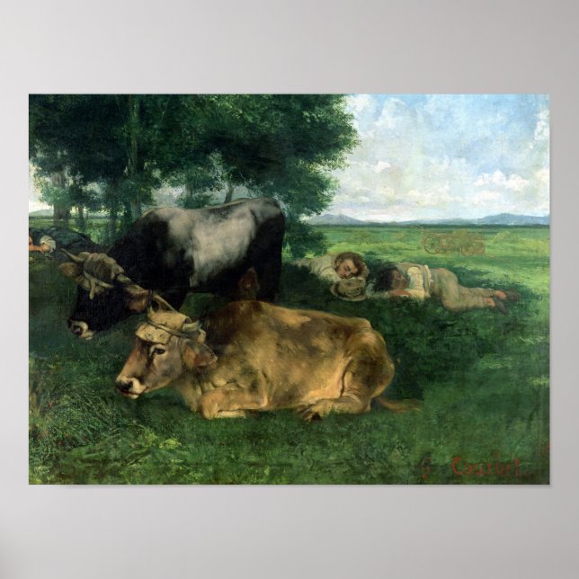 Póster La Siesta Pental la saison des foins , 1867, (Frente)