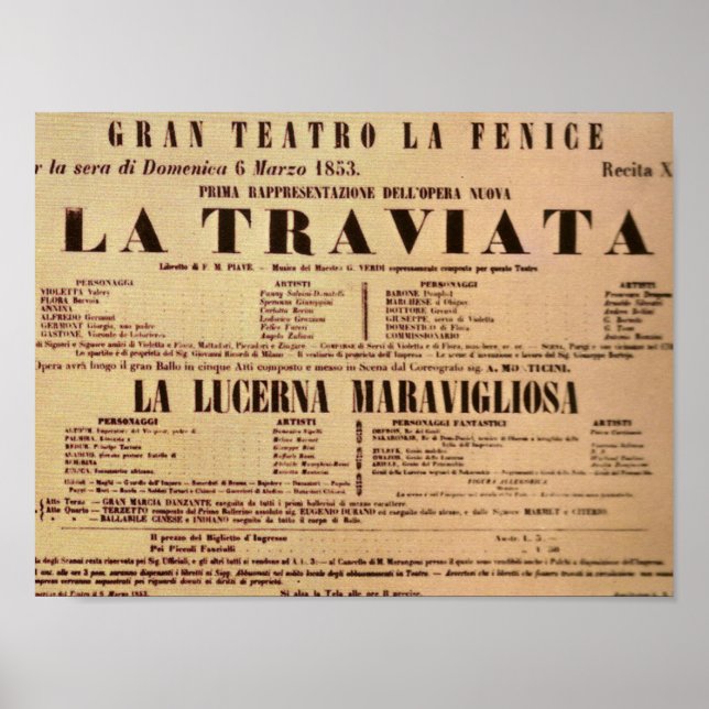 Poster La Traviata World Premiere (1853) (Frente)