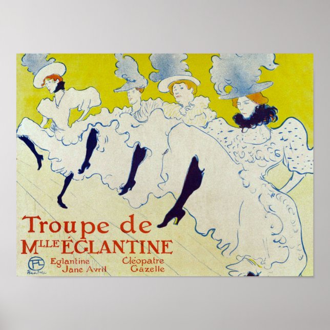 Poster La Troupe de Mlle Eglantine por Toulouse Lautrec (Frente)