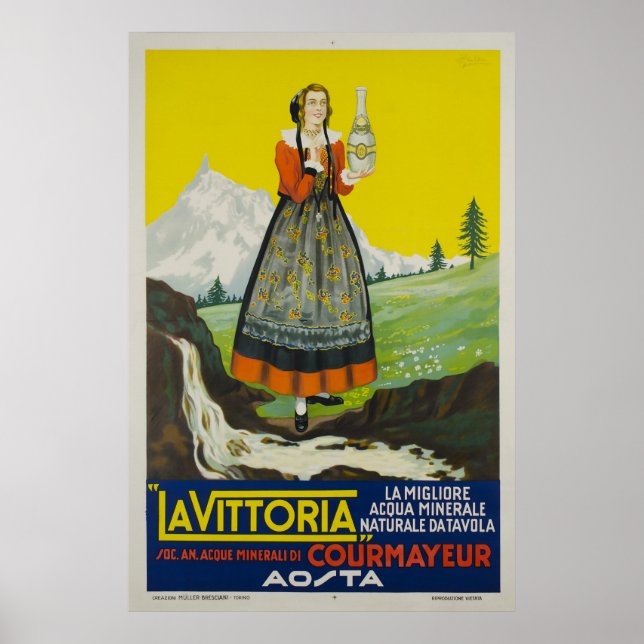 Poster La Vittoria, Courmayeur, Acque minerali, (Frente)