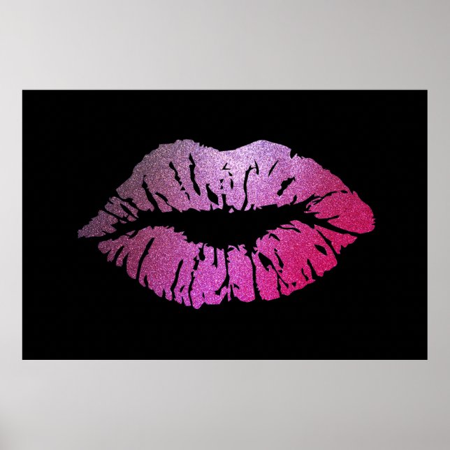 Poster Lábios Adoráveis com Brilho,Beijo (Frente)