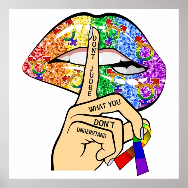 Poster Lábios arco-íris LGBT (Frente)