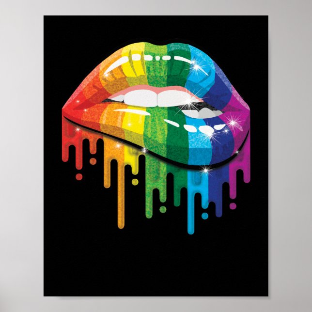 Poster Lábios Arco-Íris Orgulho Gay LGB LGB Gift (Frente)