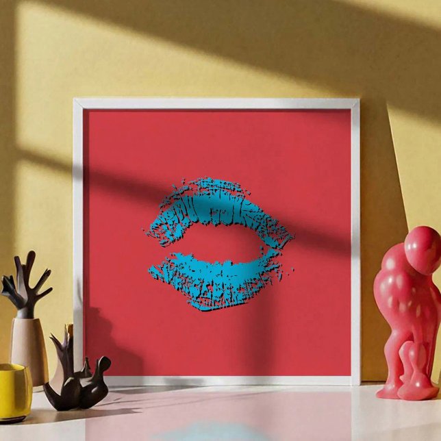Poster Lábios Beijando Vermelhos e Azuis (Criador carregado)