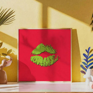 Poster Lábios Beijando Vermelhos e Verdes
