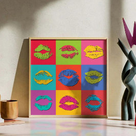 Poster Lábios Coloridos Beijando
