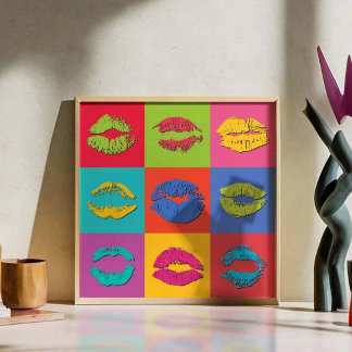 Poster Lábios Coloridos Beijando