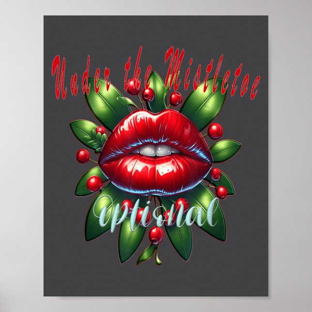 Poster Lábios de visco de Natal Y - Camiseta de Natal Saf (Frente)