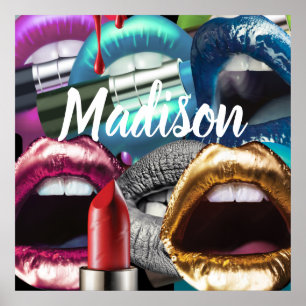 Poster Lábios Elegante Na moda Má Menina Personalizada 