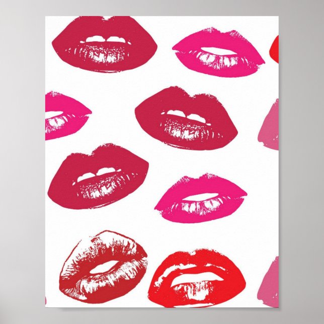 Poster Lábios-Kissable (Lábios-Kissing, Lábio Vermelho e  (Frente)