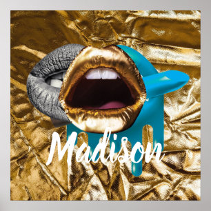 Poster Lábios Makeup Beauty Girls Gift Personalizadas Pe