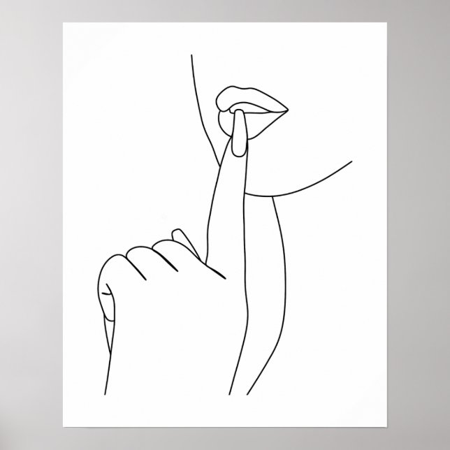 Poster Lábios Mínimos De Mulher E Arte De Linha Unhas (Frente)