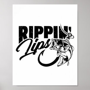 Poster Lábios Rasgando Pesca Pescador Engraçado