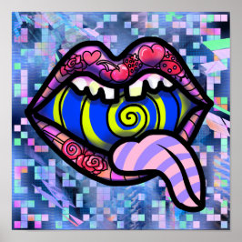 Poster Lábios Rosa Gritando Pop de Arte Espiral da Boca I