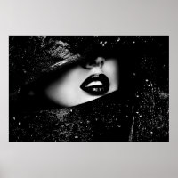 Lábios sensuais monocromáticos em quadro negro