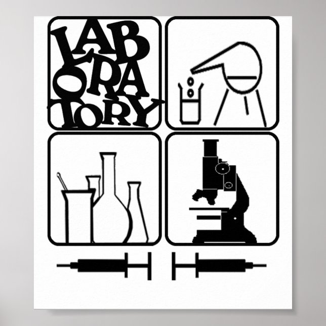 POSTER LABORATORIAL - BEAKERS, SERINGAS (Frente)