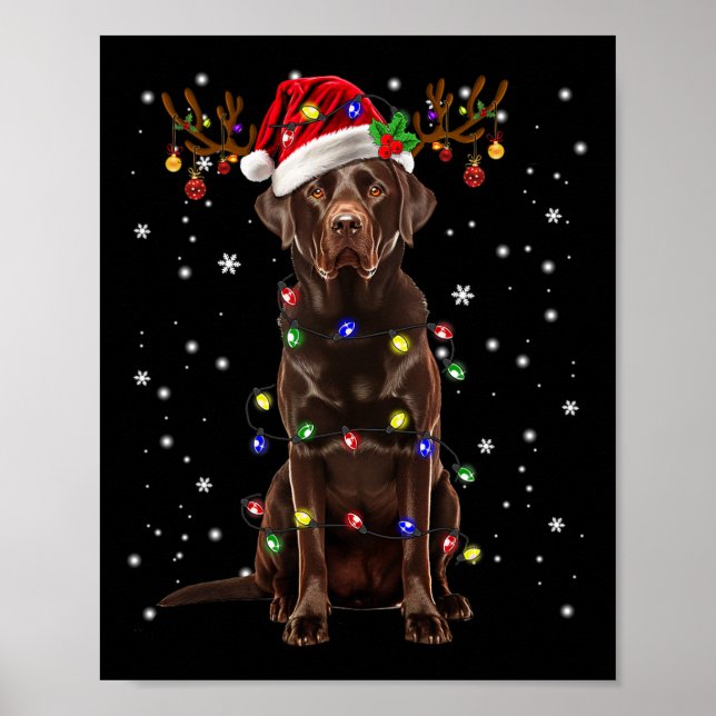 Poster Laboratório de Chocolate Labrador Árvore de Natal  (Frente)