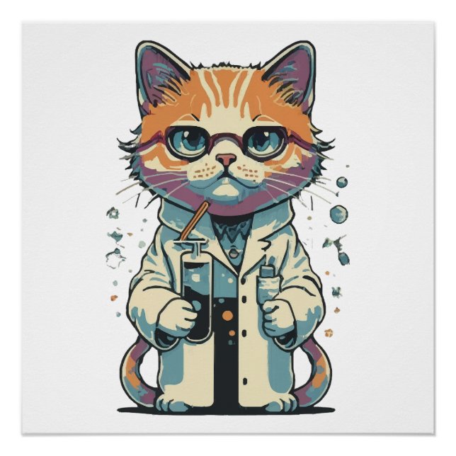 Póster Laboratório de Gatos Focado (Frente)