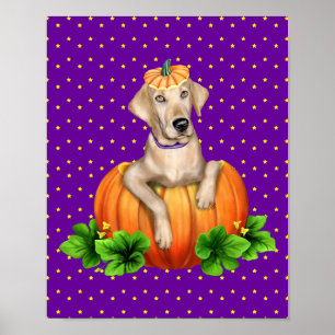 Póster Labr-O-Lanterna amarela de Labrador