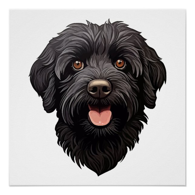 Póster Labradoodle Black Dog (Frente)