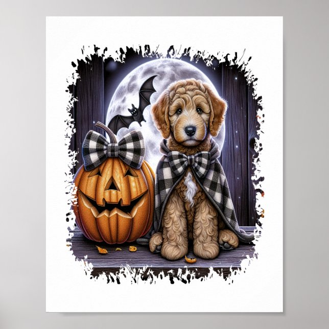 Poster Labradoodle Dog Halloween Square (Frente)