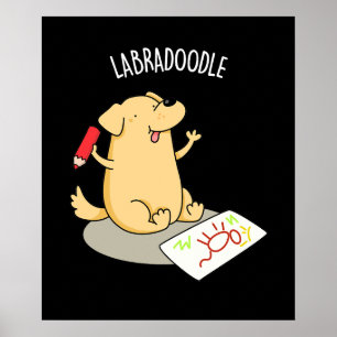 Poster Labradoodle Funny Labrador Cachorro Escuro BG