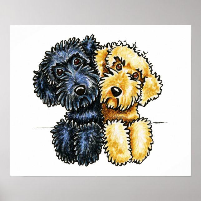 Poster Labradoodles Preto Amarelo Vinculado (Frente)