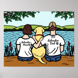 Póster Labrador Amarelo e mãe e Pai