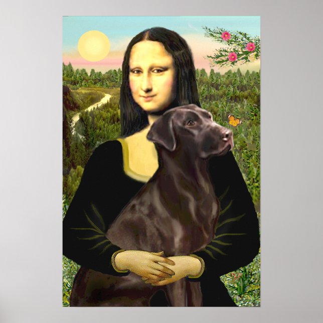 Póster Labrador (chocolate) - Mona Lisa (Frente)
