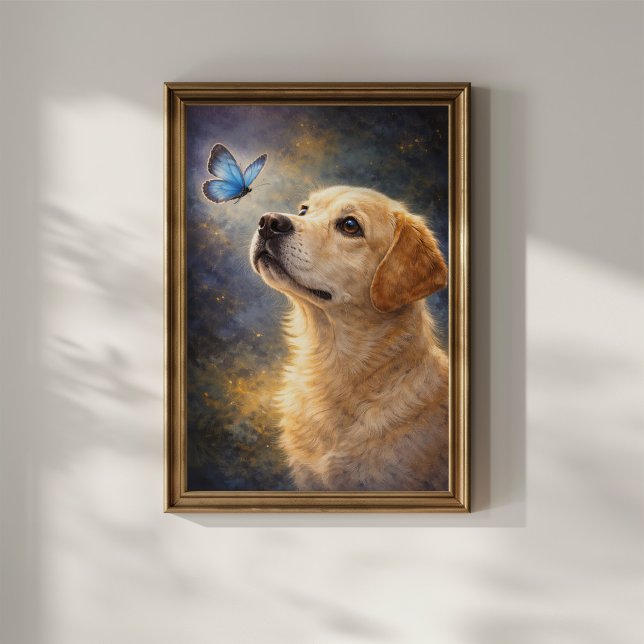 Poster Labrador e Borboleta (Criador carregado)