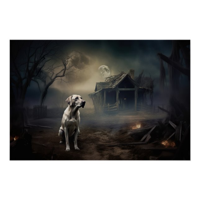 Póster Labrador Halloween Assustador (Frente)