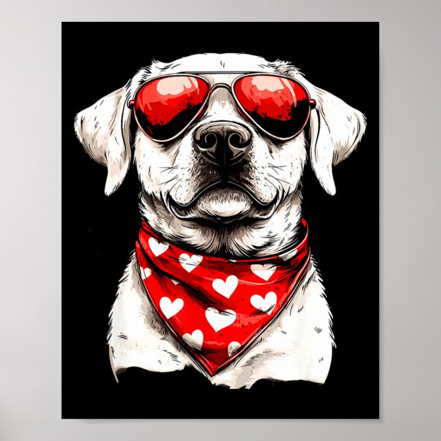 Poster Labrador Heart Bandana Cool Lab Dog Lover Men Wome (Frente)