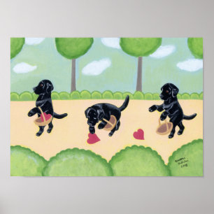 Póster Labrador Negro na Trabalho de arte da Floresta