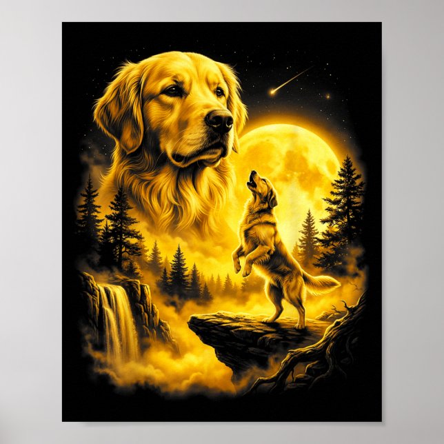 Poster Labrador Retriever Amarelo Uivando para a Arte da  (Frente)