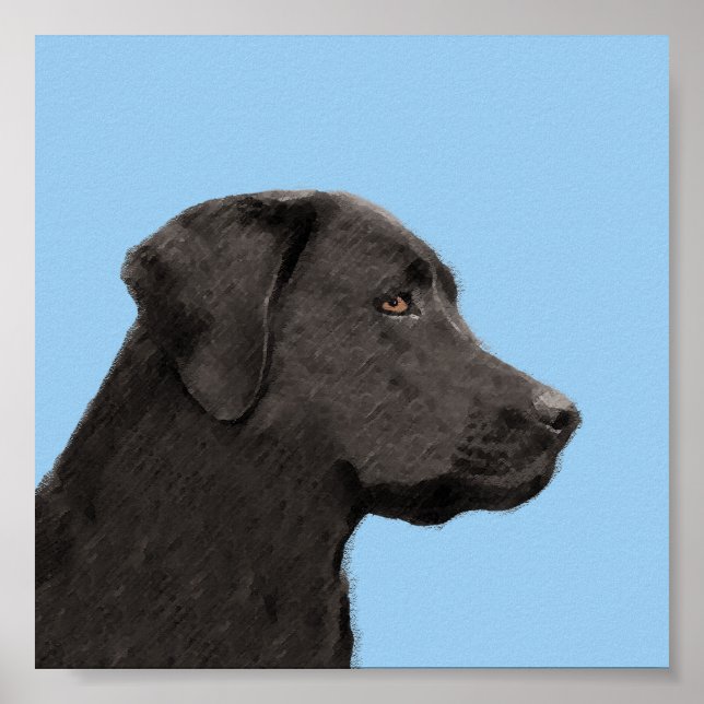 Póster Labrador Retriever Black Painting Original Dog Art (Frente)