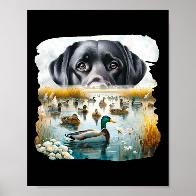 Poster Labrador Retriever Cachorro Cachorro Nos Bandeira  (Frente)